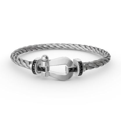 [LUXORA]FORCE LARGE HORSESHOE BLACK DIAMOND BRACELET SILVER