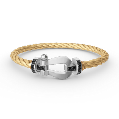 [LUXORA]FORCE LARGE HORSESHOE BLACK DIAMOND BRACELET SILVER