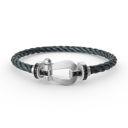 [LUXORA]FORCE LARGE HORSESHOE BLACK DIAMOND BRACELET SILVER