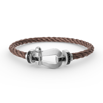 [LUXORA]FORCE LARGE HORSESHOE BLACK DIAMOND BRACELET SILVER