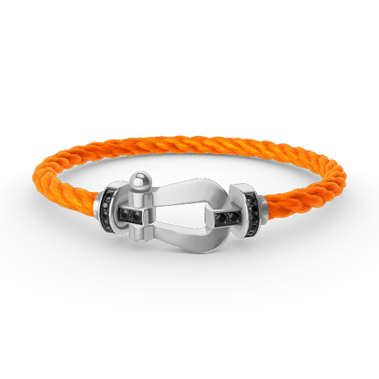 [LUXORA]FORCE LARGE HORSESHOE BLACK DIAMOND BRACELET SILVER