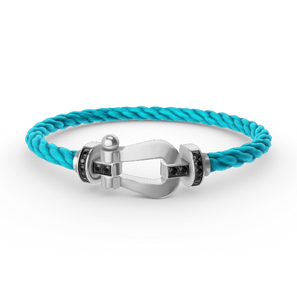 [LUXORA]FORCE LARGE HORSESHOE BLACK DIAMOND BRACELET SILVER