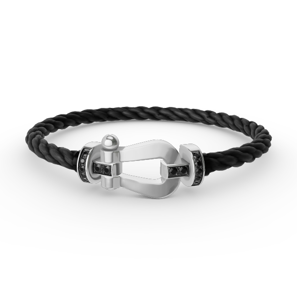 [LUXORA]FORCE LARGE HORSESHOE BLACK DIAMOND BRACELET SILVER