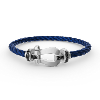 [LUXORA]FORCE LARGE HORSESHOE BLACK DIAMOND BRACELET SILVER