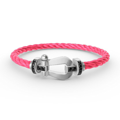 [LUXORA]FORCE LARGE HORSESHOE BLACK DIAMOND BRACELET SILVER