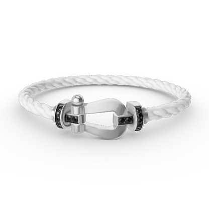 [LUXORA]FORCE LARGE HORSESHOE BLACK DIAMOND BRACELET SILVER