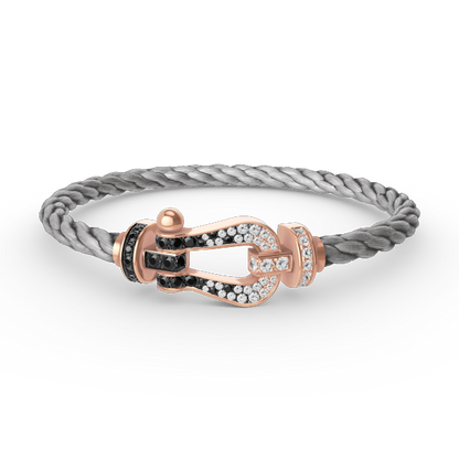 [LUXORA]FORCE LARGE HORSESHOE BLACK WHITE DIAMOND BRACELET ROSE GOLD