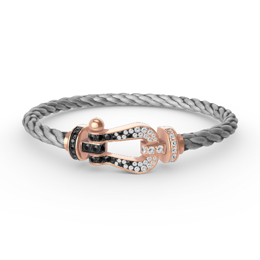 [LUXORA]FORCE LARGE HORSESHOE BLACK WHITE DIAMOND BRACELET ROSE GOLD