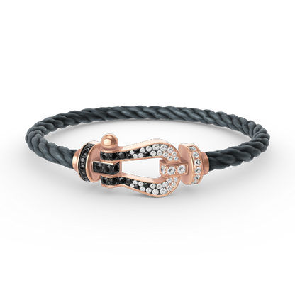 [LUXORA]FORCE LARGE HORSESHOE BLACK WHITE DIAMOND BRACELET ROSE GOLD