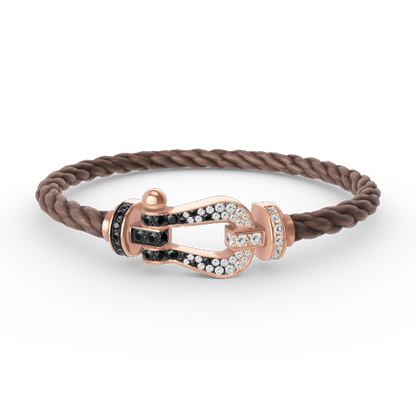 [LUXORA]FORCE LARGE HORSESHOE BLACK WHITE DIAMOND BRACELET ROSE GOLD