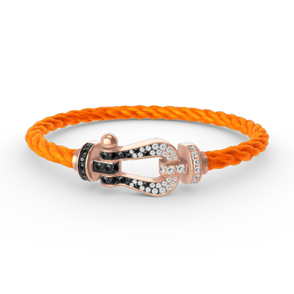 [LUXORA]FORCE LARGE HORSESHOE BLACK WHITE DIAMOND BRACELET ROSE GOLD