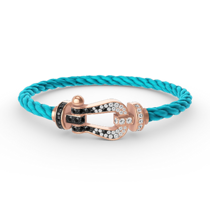 [LUXORA]FORCE LARGE HORSESHOE BLACK WHITE DIAMOND BRACELET ROSE GOLD