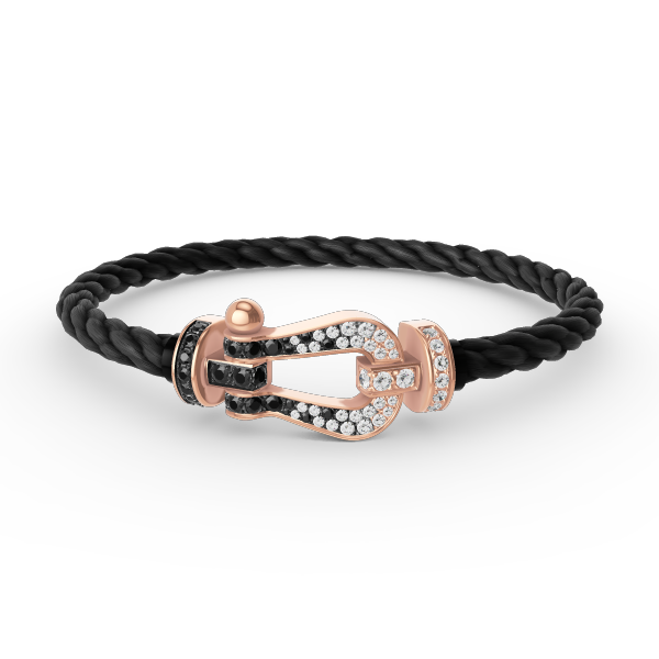 [LUXORA]FORCE LARGE HORSESHOE BLACK WHITE DIAMOND BRACELET ROSE GOLD