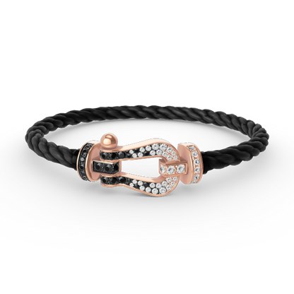 [LUXORA]FORCE LARGE HORSESHOE BLACK WHITE DIAMOND BRACELET ROSE GOLD