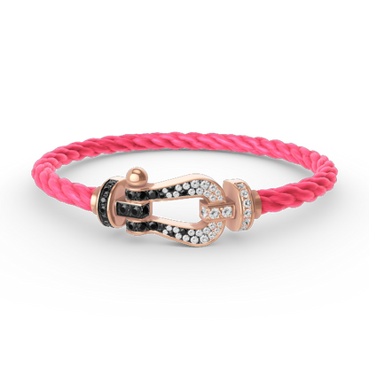 [LUXORA]FORCE LARGE HORSESHOE BLACK WHITE DIAMOND BRACELET ROSE GOLD