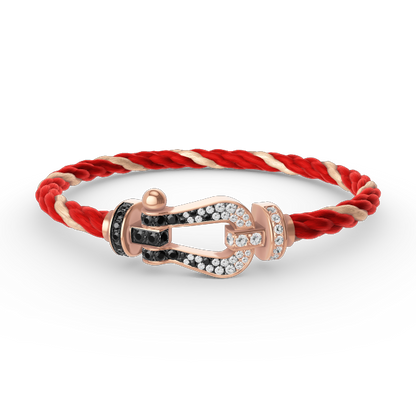 [LUXORA]FORCE LARGE HORSESHOE BLACK WHITE DIAMOND BRACELET ROSE GOLD