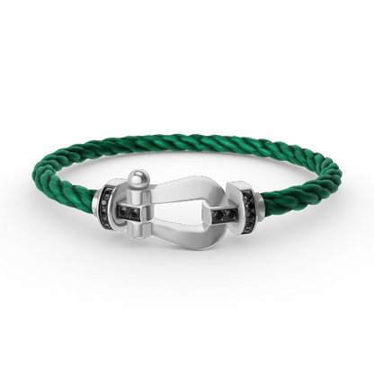 [LUXORA]FORCE LARGE HORSESHOE BLACK DIAMOND BRACELET SILVER