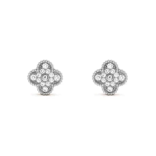[LUXORA]CLOVER 1 MOTIFS DIAMOND STUD EARRINGS SILVER