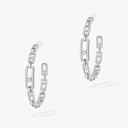 [[LUXORA]Move Link Diamond Hoop Earrings