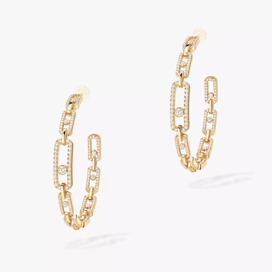 [[LUXORA]Move Link Diamond Hoop Earrings