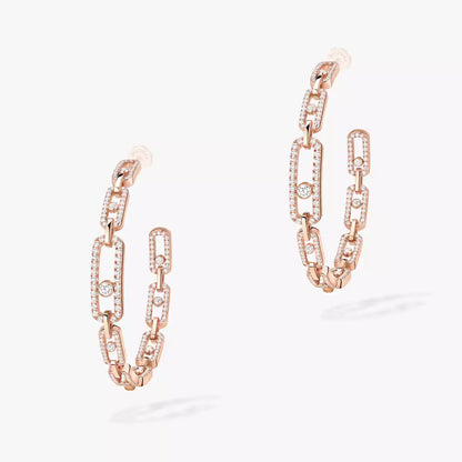 [[LUXORA]Move Link Diamond Hoop Earrings