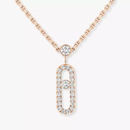 [LUXORA]2 Rows Rose Gold Diamond Pave_ Necklace Move Uno