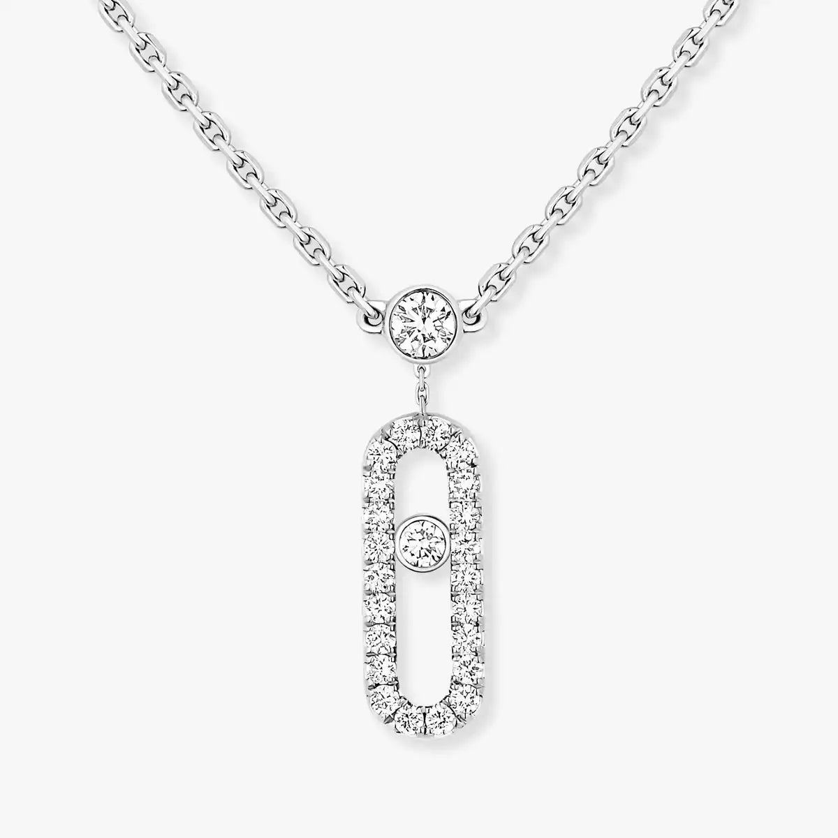 [LUXORA]2 Rows Rose Gold Diamond Pave_ Necklace Move Uno