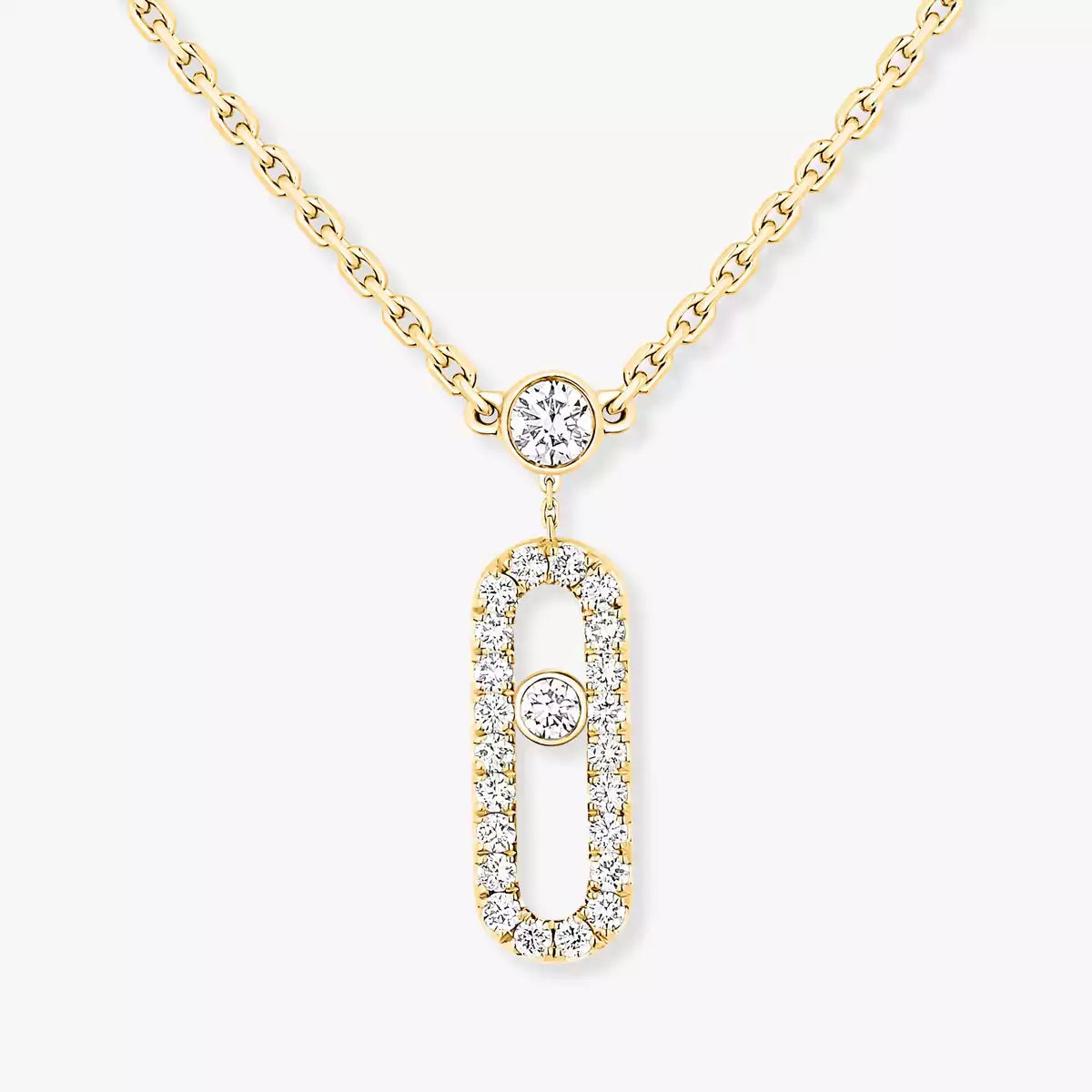 [LUXORA]2 Rows Rose Gold Diamond Pave_ Necklace Move Uno