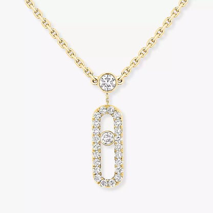 [LUXORA]2 Rows Rose Gold Diamond Pave_ Necklace Move Uno
