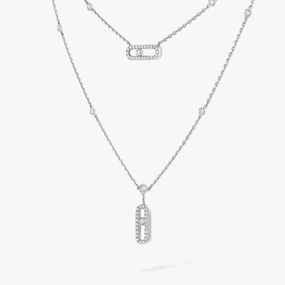 [LUXORA]2 Rows Rose Gold Diamond Pave_ Necklace Move Uno
