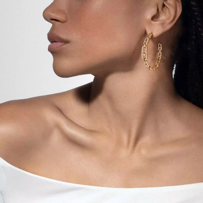 [[LUXORA]Move Link Diamond Hoop Earrings