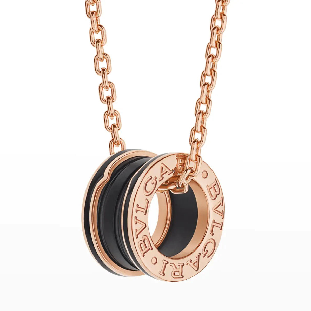 [LUXORA]ZERO 1 BLACK CERAMIC PINK GOLD NECKLACE