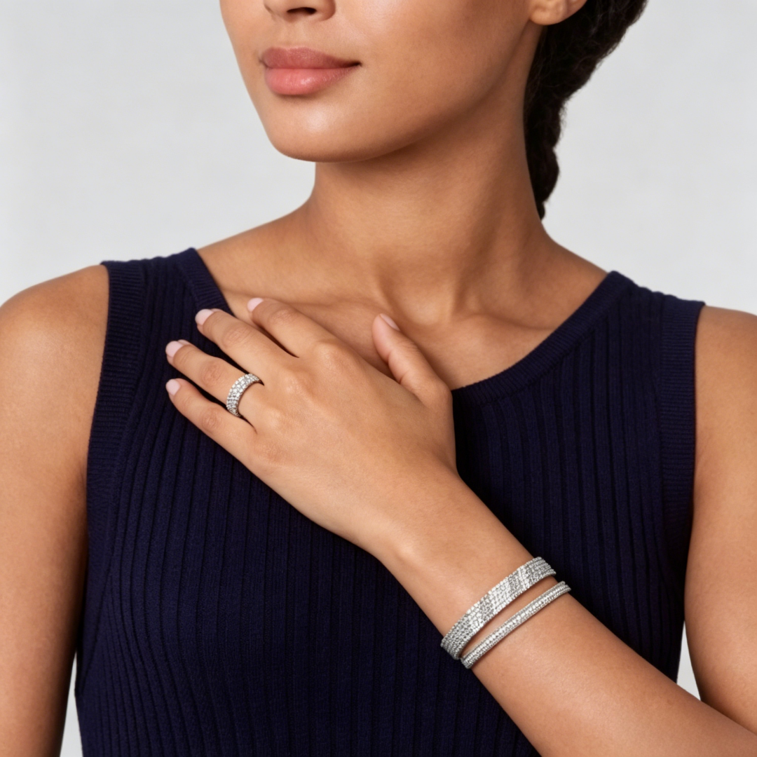 [LUXORA] THREE-ROW DIAMOND RING