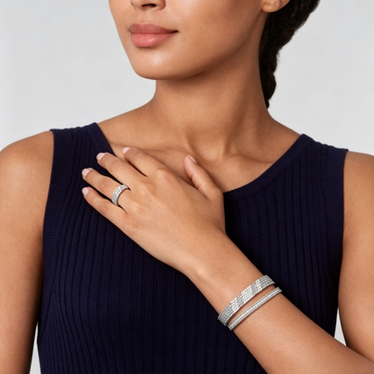 [LUXORA] THREE-ROW DIAMOND RING