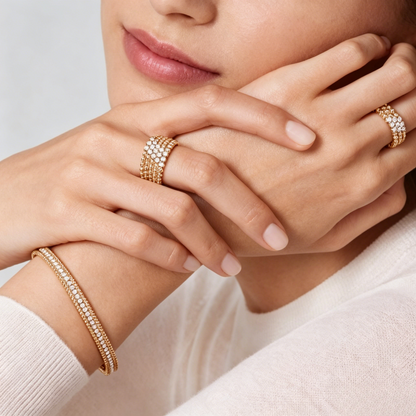 [LUXORA] THREE-ROW DIAMOND RING