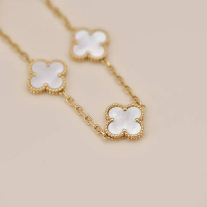 [LUXORA]CLOVER WHITE PEARL MOP 5 MOTIF BRACELET COLLECTION