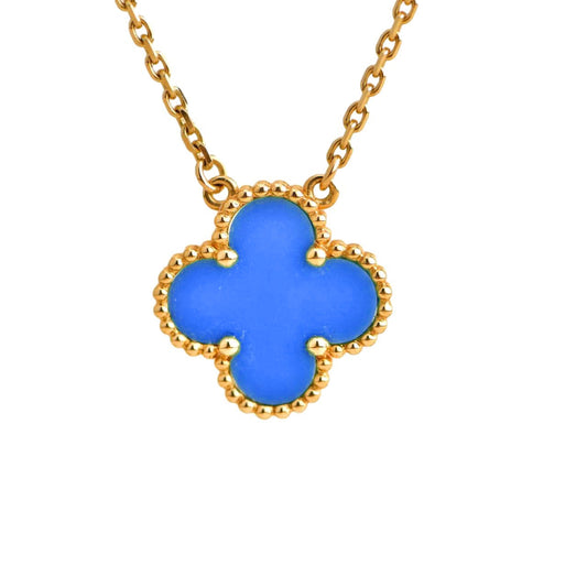 [LUXORA]CLOVER 15MM BLUE AGATE NECKLACE