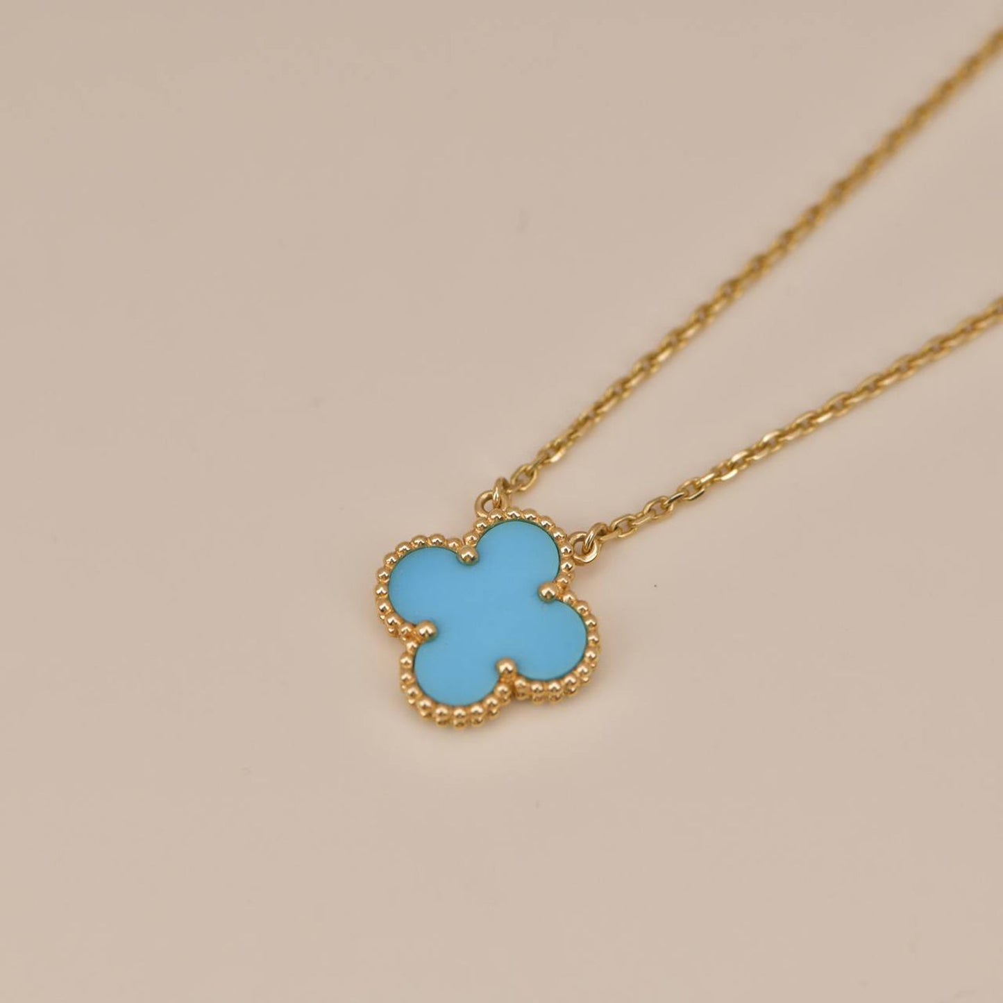 [LUXORA]CLOVER 15MM VINTAGE TURQUOISE NECKLACE