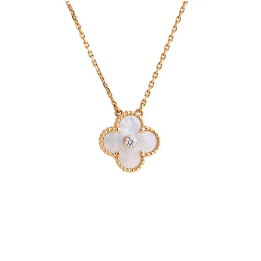 [LUXORA]CLOVER 15MM DIAMOND WHITE FRITILLARIA NECKLACE