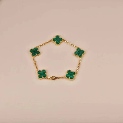 [LUXORA] CLOVER 5 MOTIF MALACHITE BRACELET COLLECTION