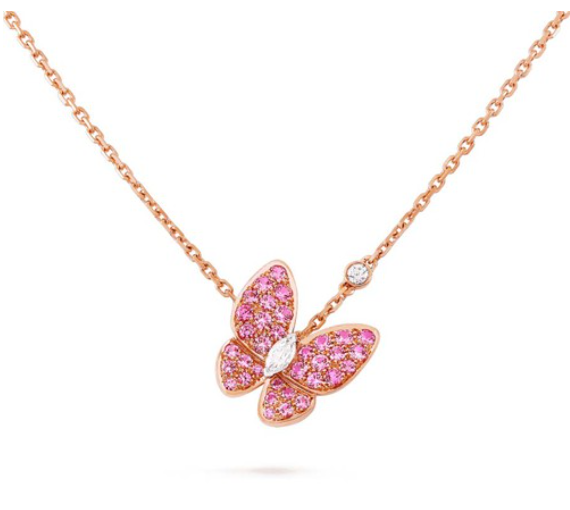 [LUXORA]BUTTERFLY RED DIAMOND ROSE GOLD NECKLACE