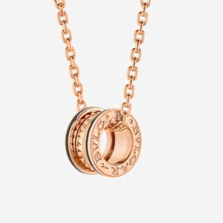 [LUXORA]ZERO 1 ROCK PEDANT PINK GOLD BLACK NECKLACE