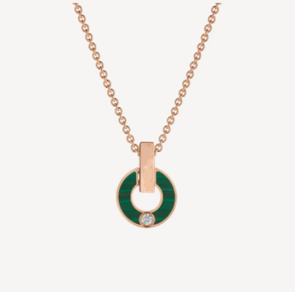 [LUXORA]GARI NECKLACE PINK GOLD MALACHITE