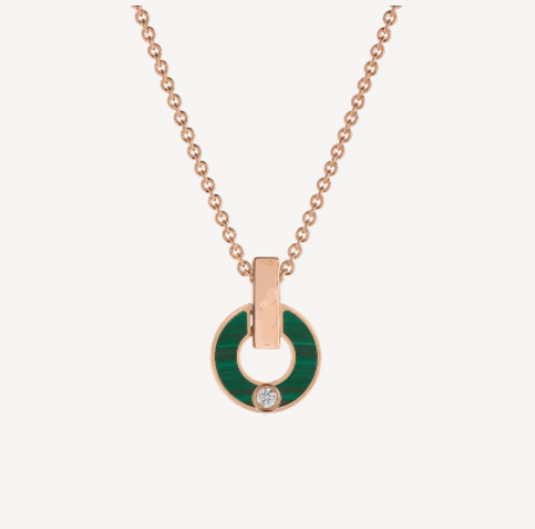 [LUXORA]GARI NECKLACE PINK GOLD MALACHITE