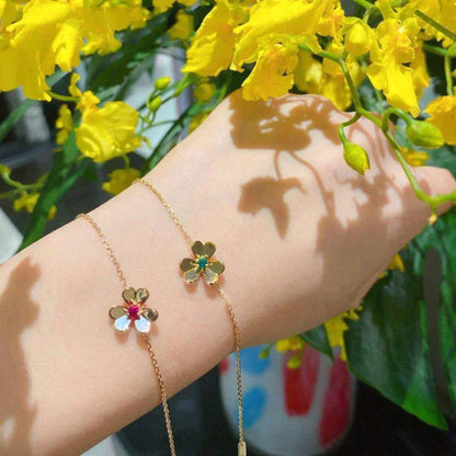 [LUXORA]FRIVOLE GOLD FLOWER PINK MALACHITE BRACELET