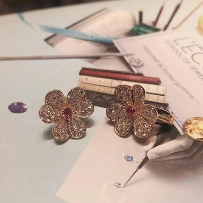 [LUXORA]FRIVOLE PINK GOLD FLOWER DIAMOND EARRINGS
