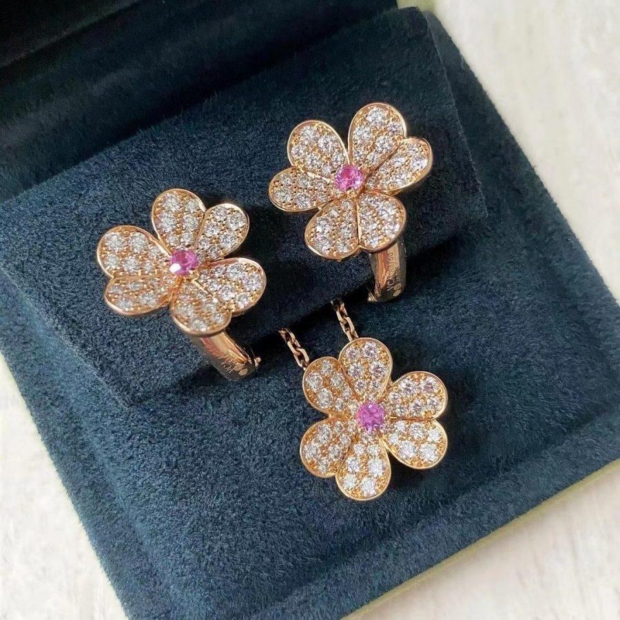 [LUXORA]FRIVOLE PINK GOLD FLOWER DIAMOND EARRINGS