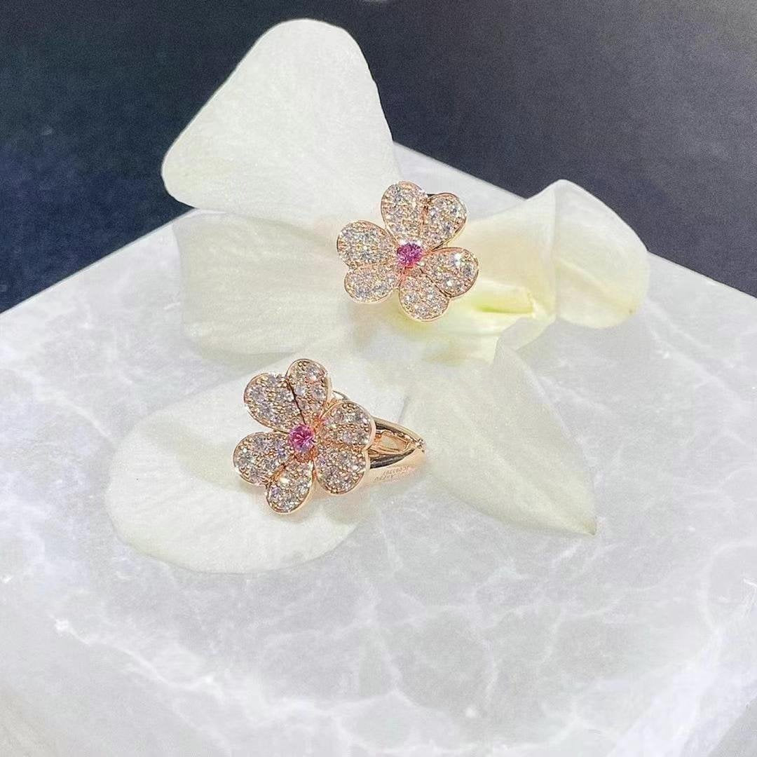 [LUXORA]FRIVOLE PINK GOLD FLOWER DIAMOND EARRINGS