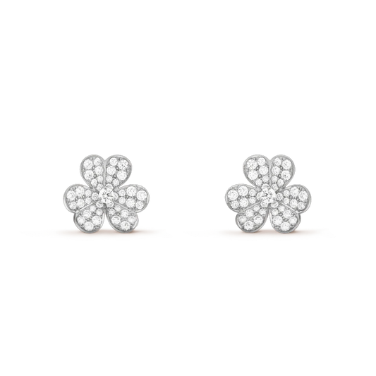 [LUXORA]FRIVOLE SILVER FLOWER DIAMOND EARRINGS