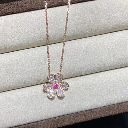 [LUXORA]FRIVOLE ROSE GOLD FLOWER DIAMOND NECKLACE